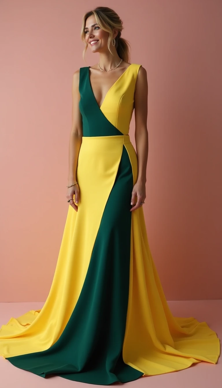 Bold Color Block Mother Of The Bride Gown for a Contemporary Look