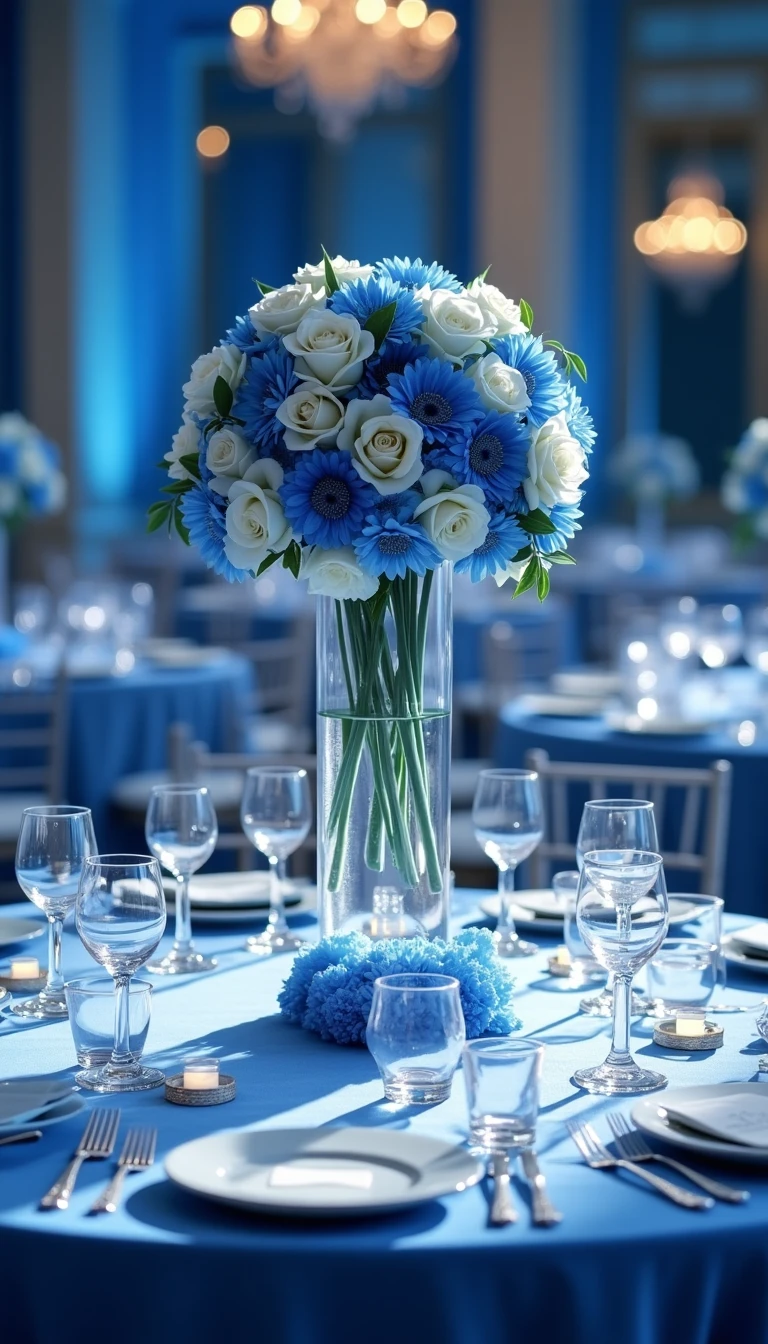 Gorgeous Blue and White Wedding Centerpieces