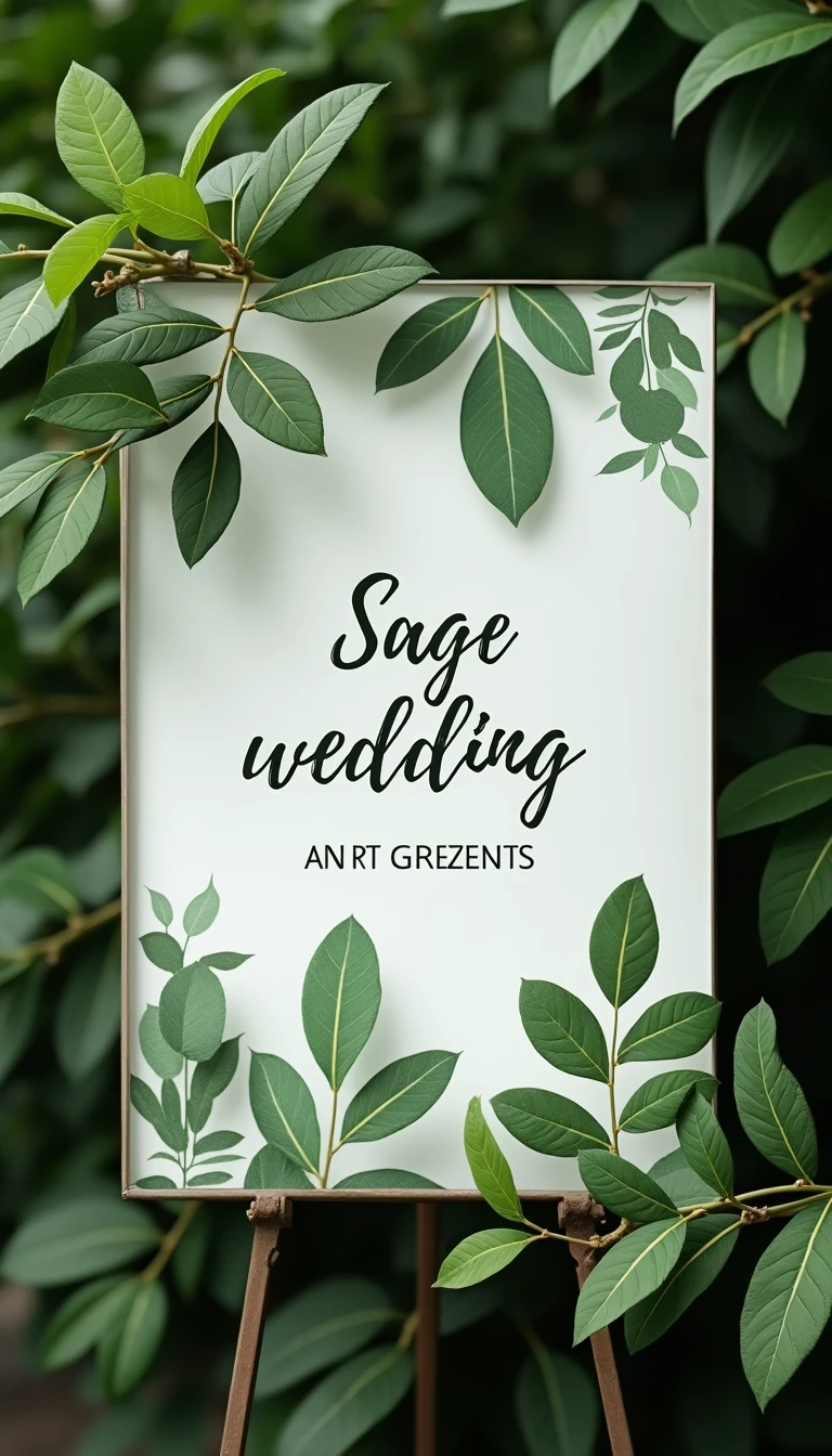 Sage Green Wedding Theme Signage That Guides with Style