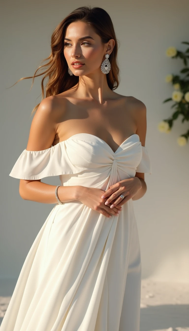 Elegant Off-the-Shoulder Beach Wedding Dress Guest: A Touch of Glamour