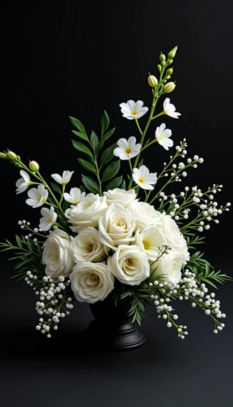 Stunning Black and White Wedding Theme Floral Arrangements