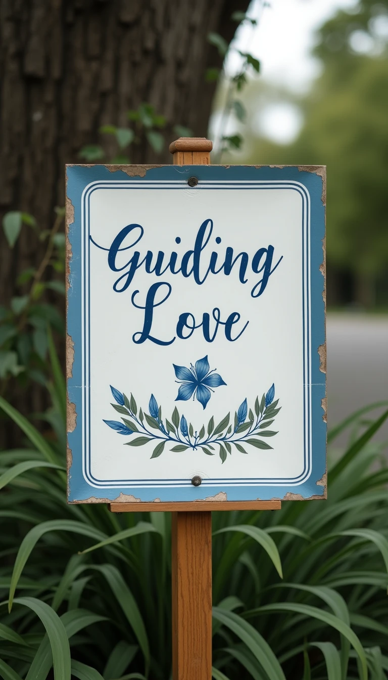 French Blue Wedding Signage: Guiding Love
