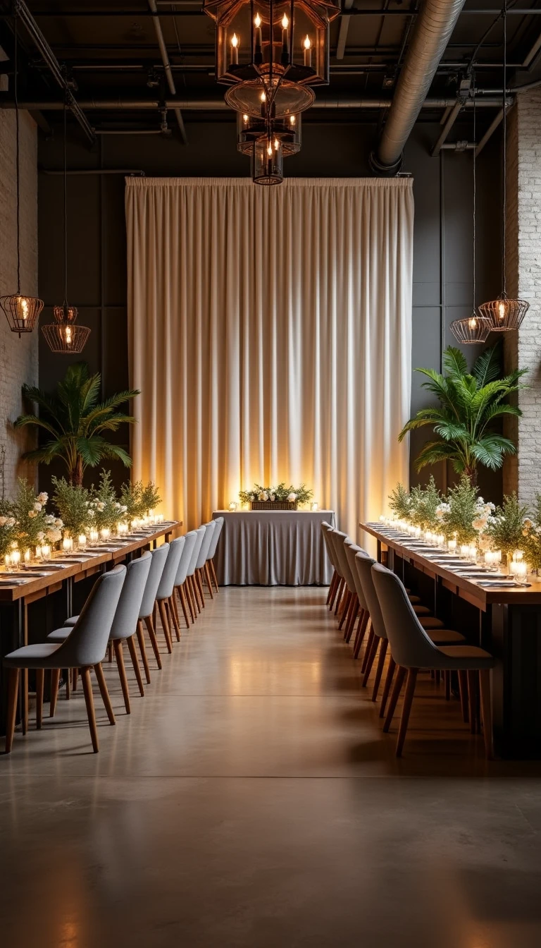 Industrial Chic: A Modern Wedding Reception Backdrop
