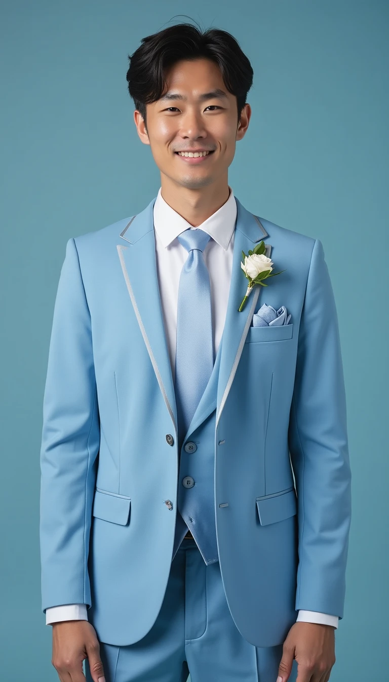 Stylish Light Blue Wedding Attire for Grooms and Groomsmen