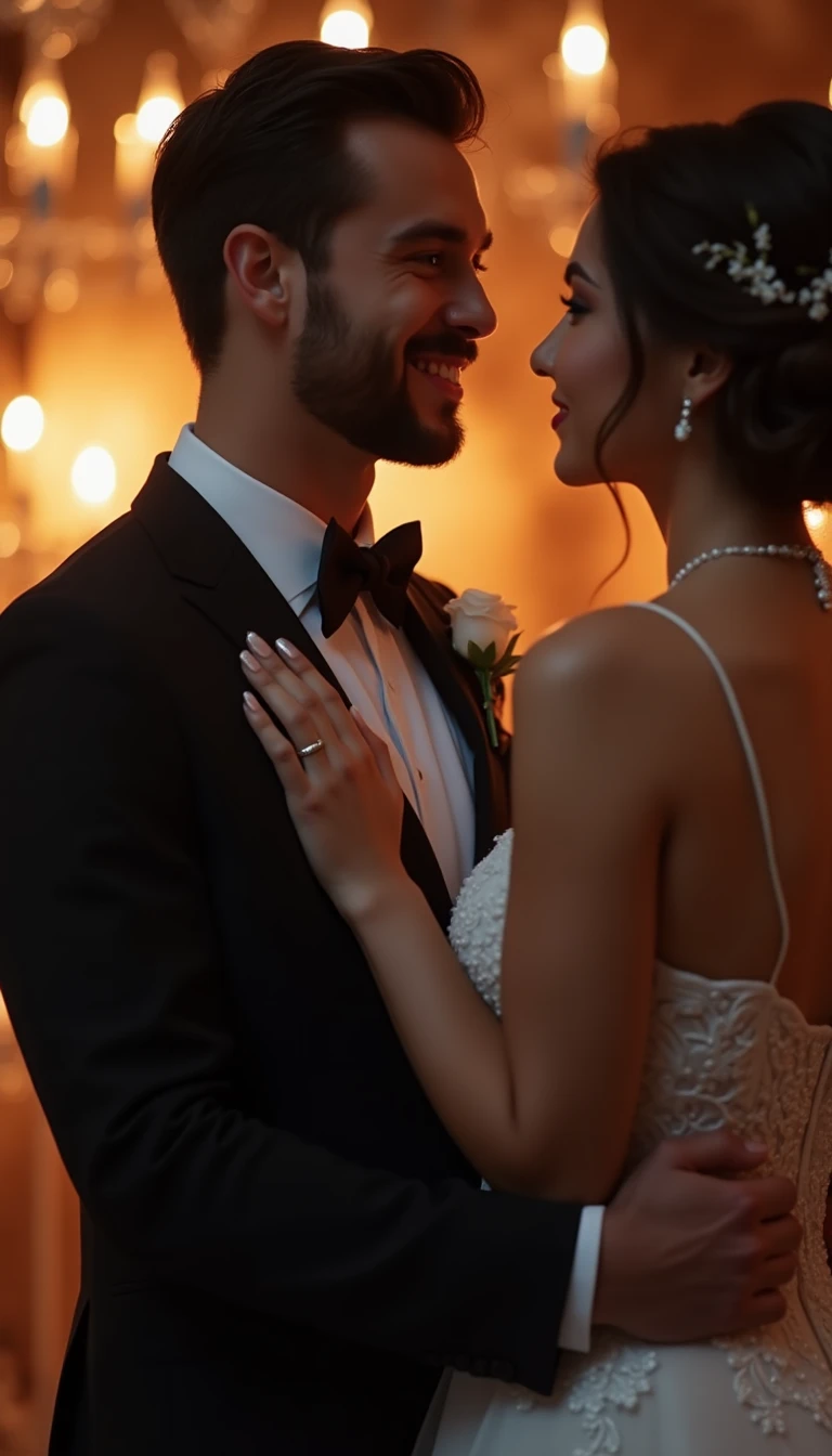 The Romantic Groom Pose: Gazing at Your Bride