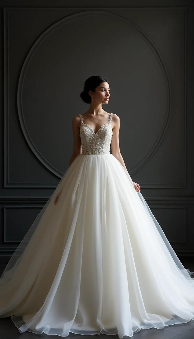 The Romantic Ball Gown: A Fairytale Black and White Wedding Dress