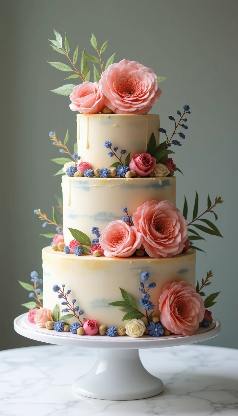Whimsical Watercolors: A Boho Wedding Cake Masterpiece