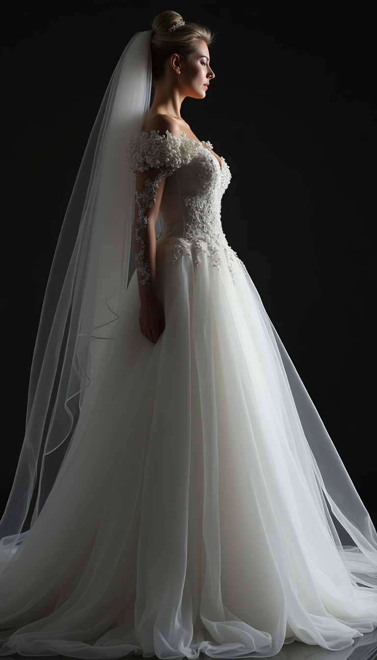 The Bold Statement: A Black and White Wedding Dress with Dramatic Sleeves