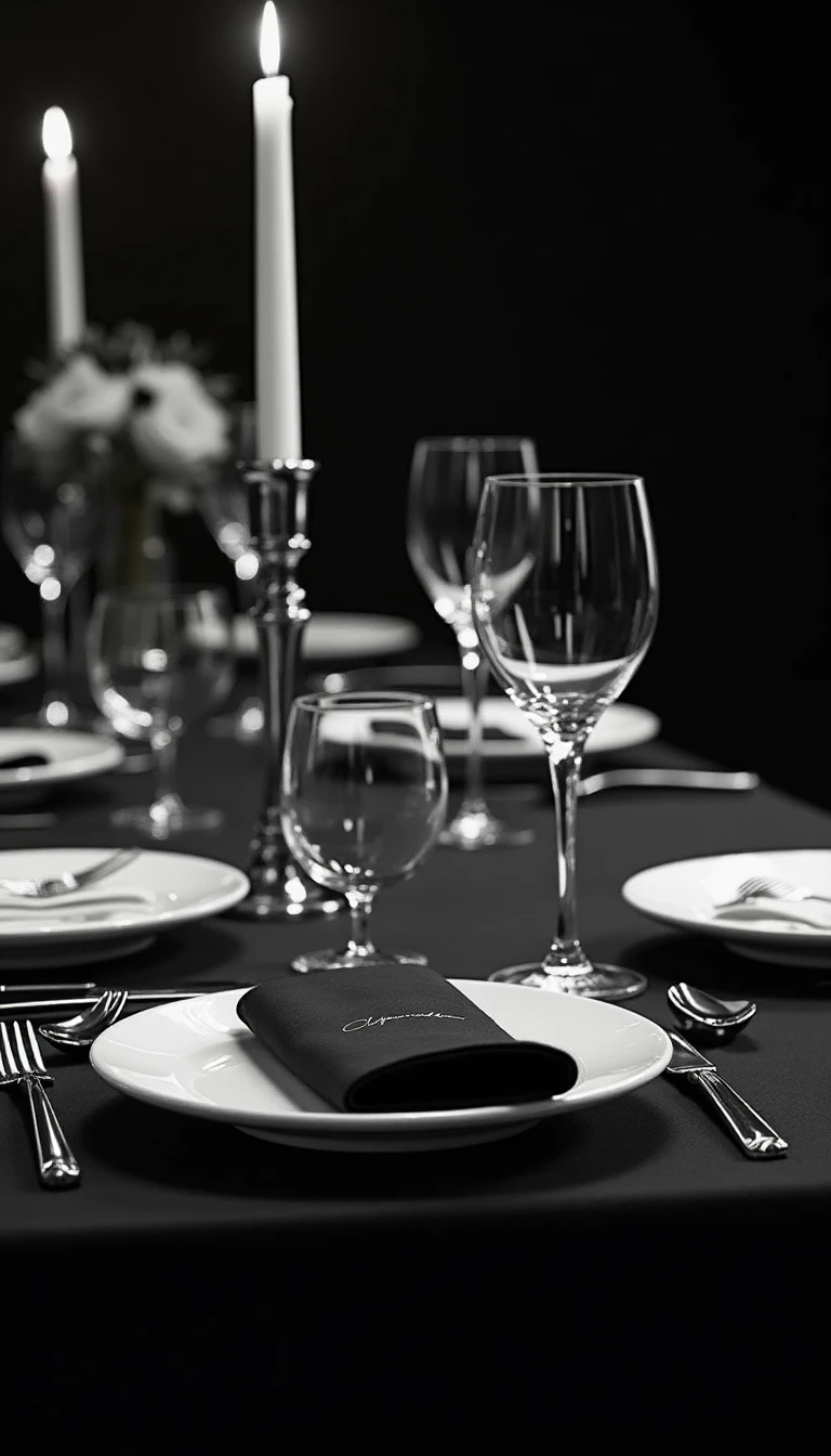 Striking Table Settings for a Black and White Wedding Reception