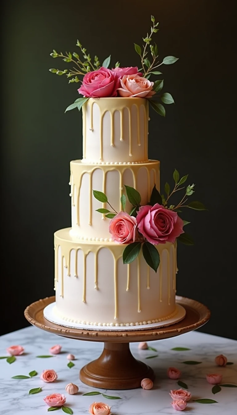 Dreamy Drip: The Boho Wedding Cake with a Sweet Surprise