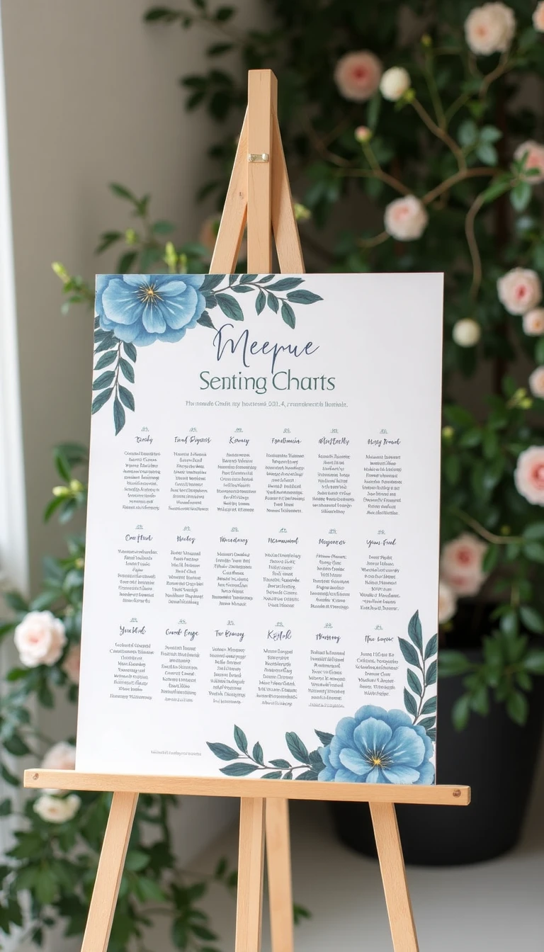 Dusty Blue Wedding Seating Charts: Organized Elegance