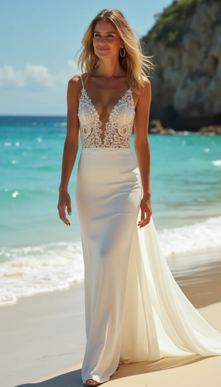 Shimmering Beach Wedding Dress Guest Attire: Shine Bright