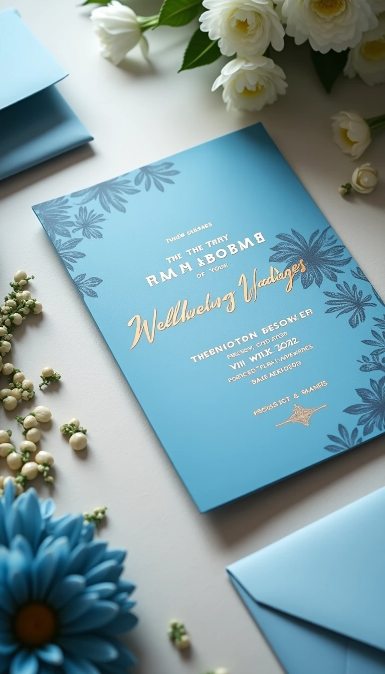 Dusty Blue Wedding Invitations for Destination Weddings: Travel in Style