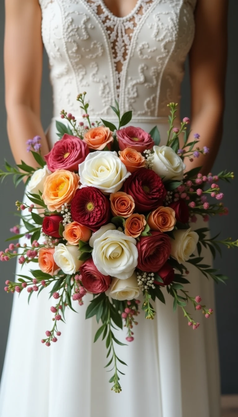 Chic Mixed Floral Boho Wedding Bouquet