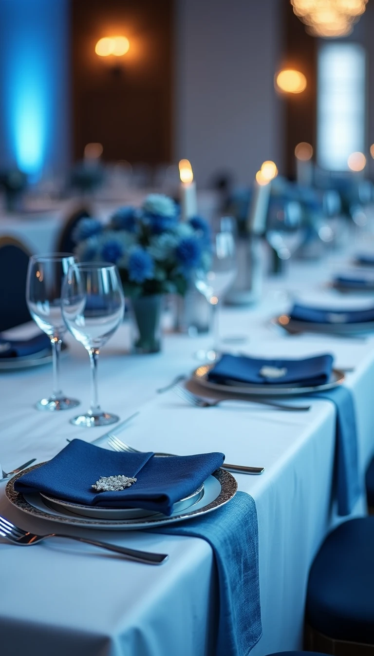 Chic Blue and White Wedding Table Settings